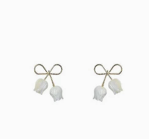 Серьги в форме буквы L, Элегантные серьги, Серьги в форме банта. Уникальный дизайн, универсальные и стильные серьги. one size белый