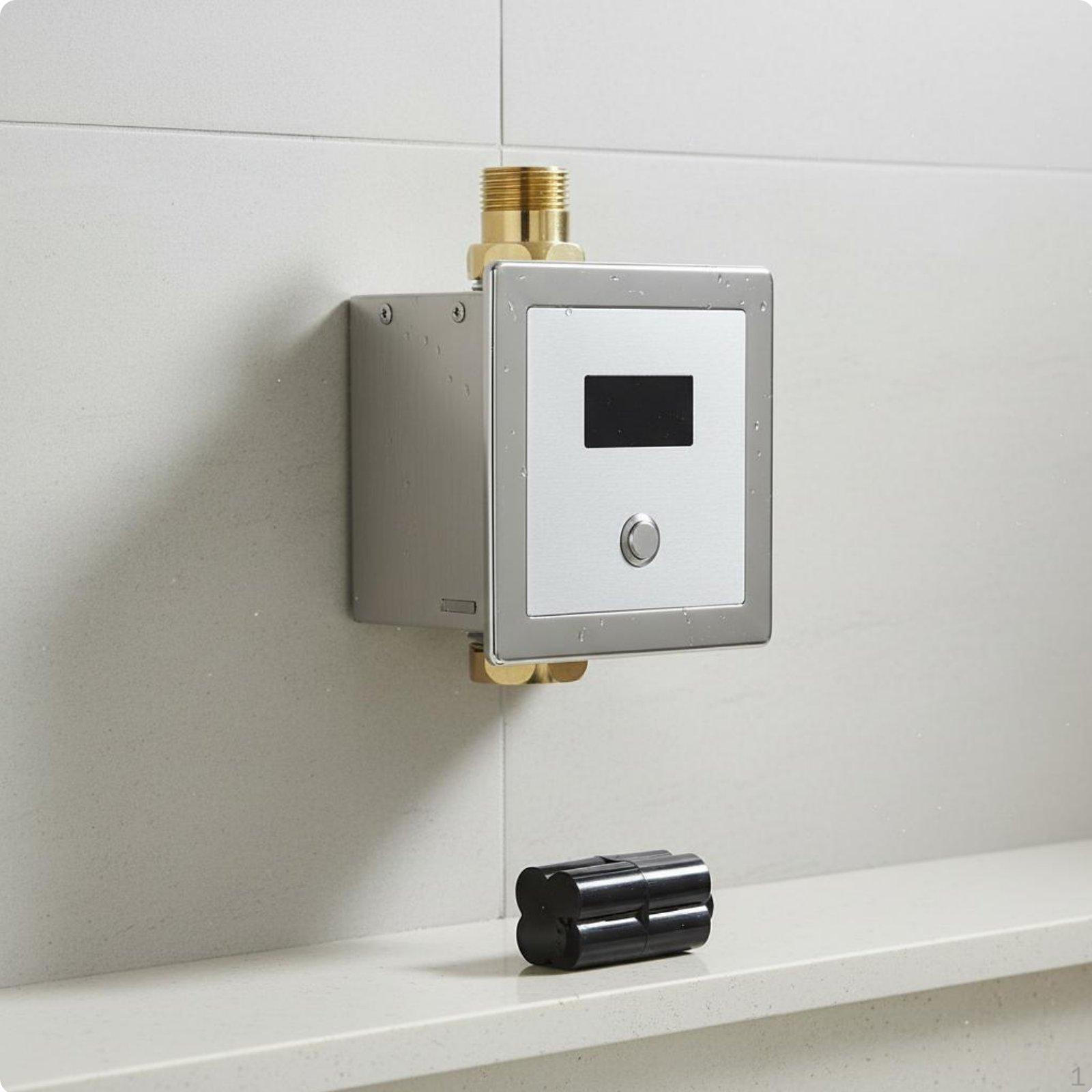 Touchless Squat Toilet Flusher WaterSaving Flush Valve for Public Restroom, Building C Conc Dc Btn