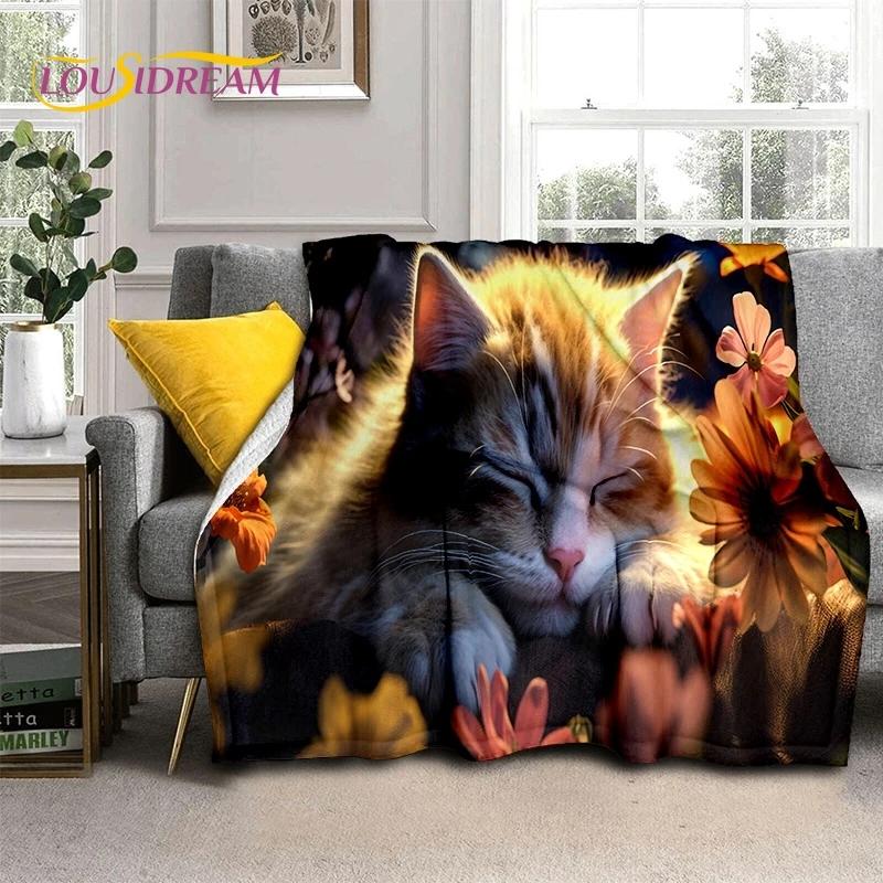 Gato persa 3D, gato de chita fofo, cobertores macios de desenho animado Ragdoll, cobertor para manter aquecido para camas de piquenique, sofá, casa, quarto, presente para criança