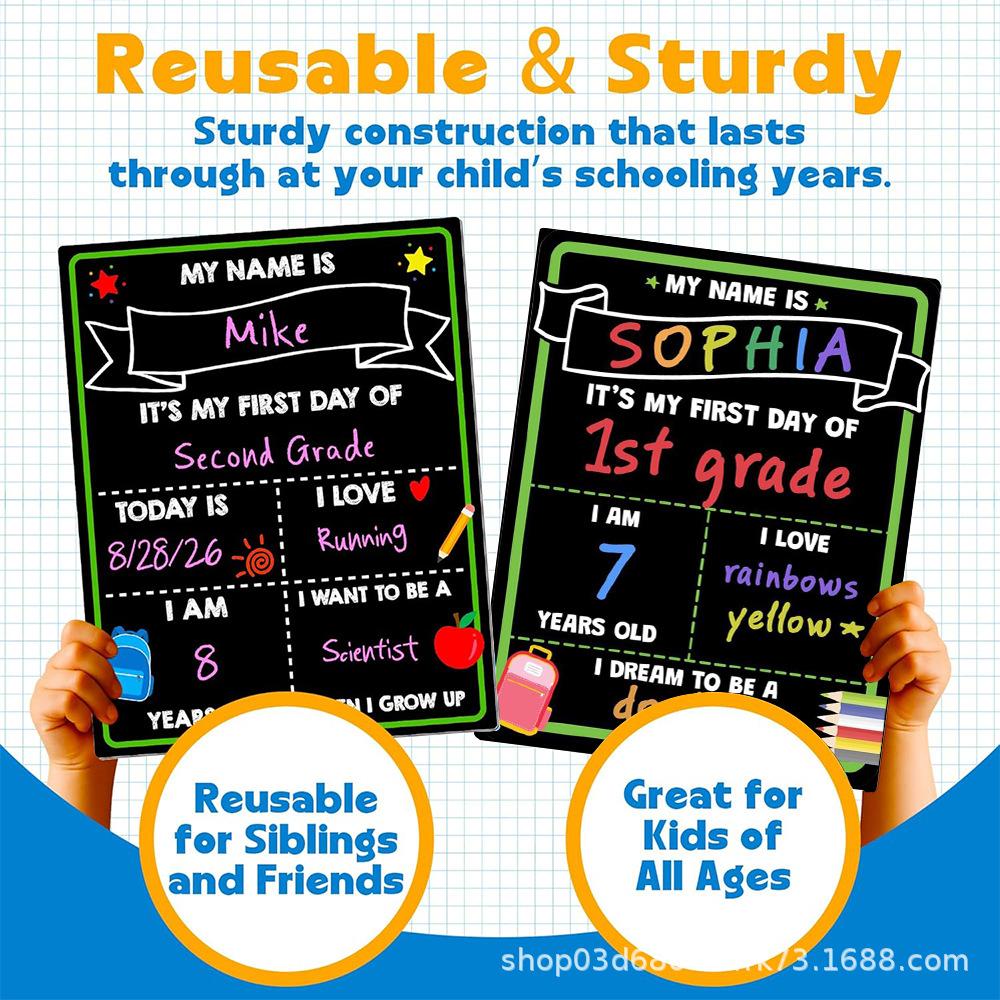Double-Sided Blackboard Handheld Photo Prop & Back To School Sign Decoration