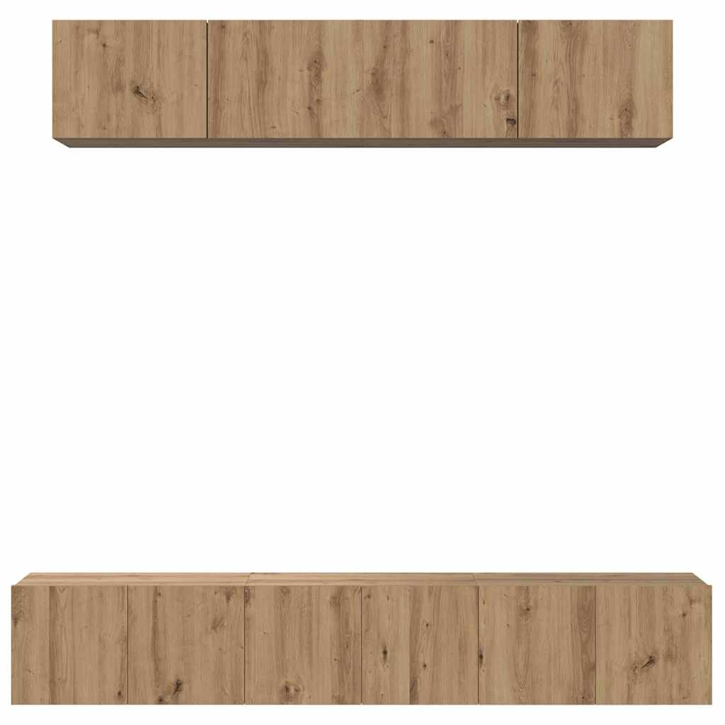 Wall Mounted TV Cabinet Set 5 pcs Artisan Oak Wood Based Material