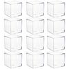 Conjunto de 12 Caixas Transparentes à Prova de Poeira para Embalar Doces Caixas de Armazenamento de Plástico para Doces e Biscoitos Recipientes Quadrados Cúbicos