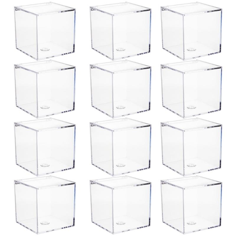 

12 шт. Креативные пластиковые квадратные контейнеры-кубики для сладостей и печенья Прозрачная коробка для упаковки конфет Органайзеры для хранения 10cm
