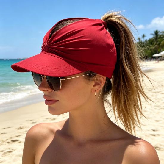 Women Sport Hat with UPF 50+ UV Protection Sweat-Wicking Fabric Open-Top Design Sun Visor Hat
