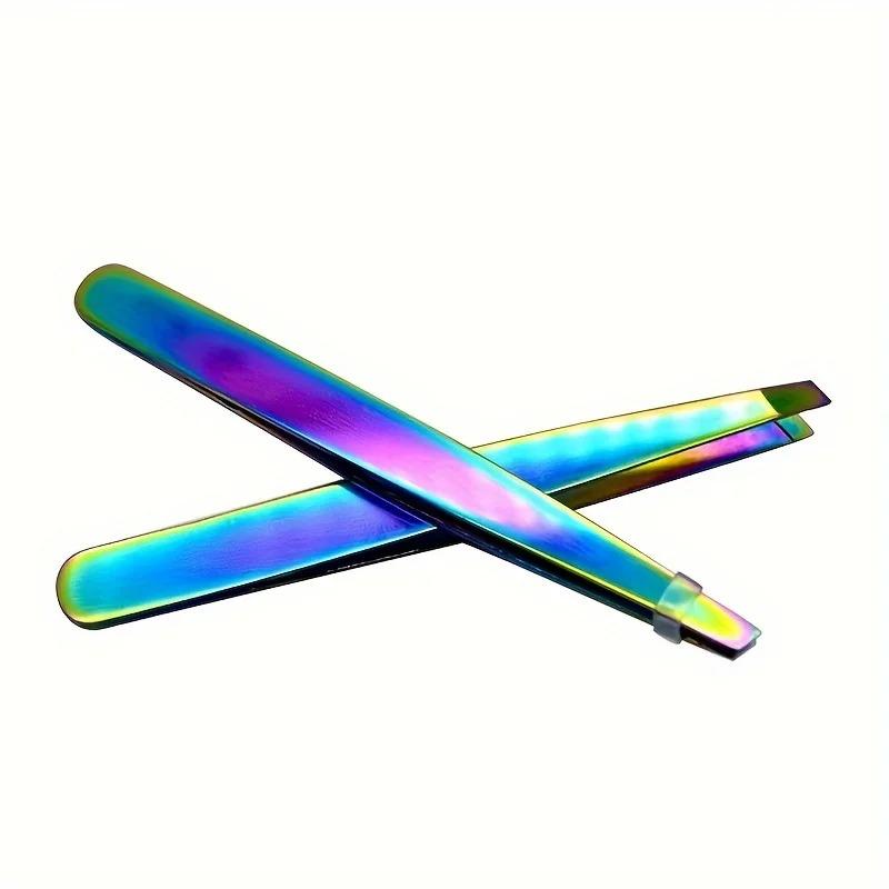 Stainless Steel Colorful Precision Eyebrow Tweezers - Professional Hair Plucking & Trimming Tool for Perfect Brow Shaping