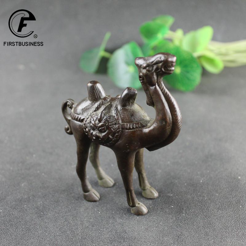 Silk Road Desert Camel Figurines Miniatures Pure Brass Retro Animal Statue Desk Decoration Ornaments Home Decor Sculpture Crafts