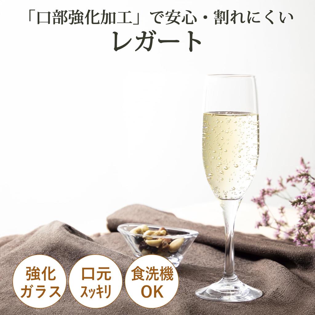Toyo Sasaki Glass Legato "Beautiful Legs" Champagne Glasses, 165ml Flute Champagne, Set of 6, Made in Japan, Dishwasher Safe, Break-Resistant, Champag