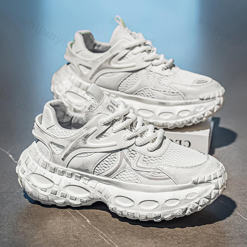 

Men s Mesh Breathable Low Top Thick Soled Casual Sports Shoes 2026 Autumn Fashi Trend Versatile Comfortable Platform sneakers 39 белый
