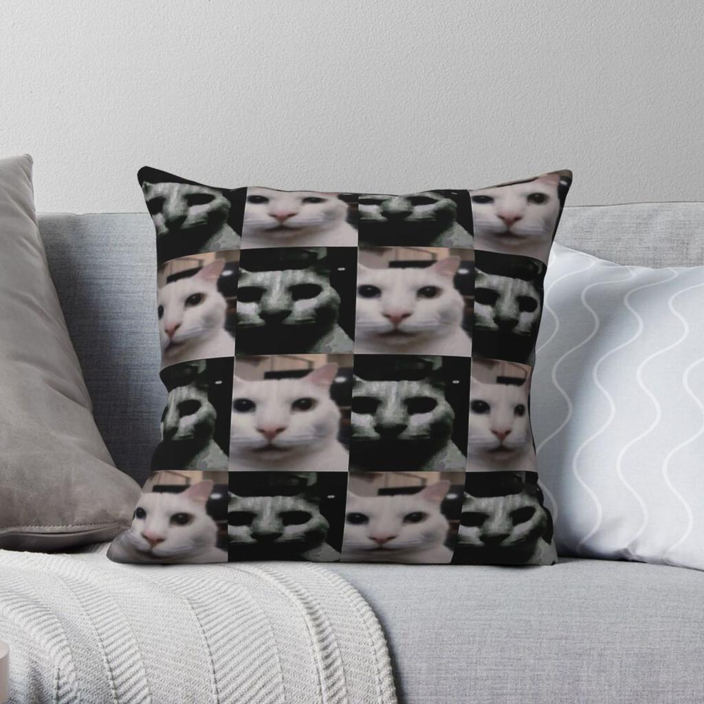 Uncanny Cat Canny Cat Pillowcase Polyester Linen Velvet Pattern Zip Decor Pillow Case Bed Cushion Cover
