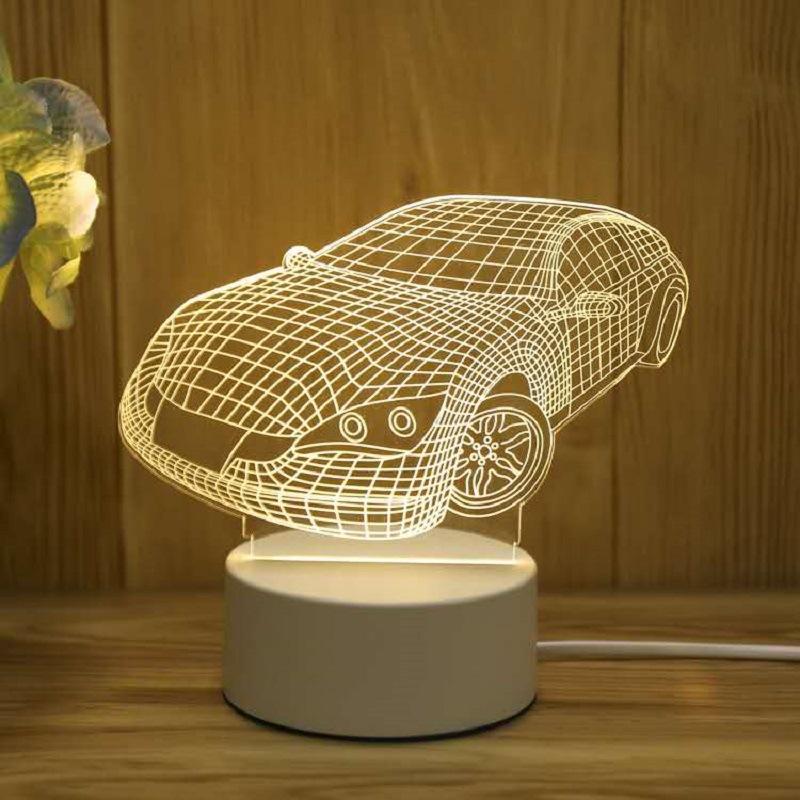 Creative 3D LED Night Light 7 Color Acrylic Veilleuse ABS Plastic Base LED Night Lamp for Children's Room Table Desk Use