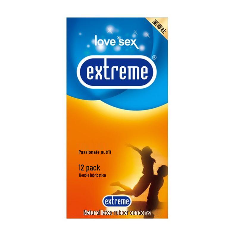 Adult Supreme Ultra-Thin Condoms with Granules, Medium Size, 12-Pack