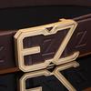 Men's Stainless Steel Z Letter Belt, Genuine Leather, Smooth Buckle, Top Layer Cowhide, Trouser Belt