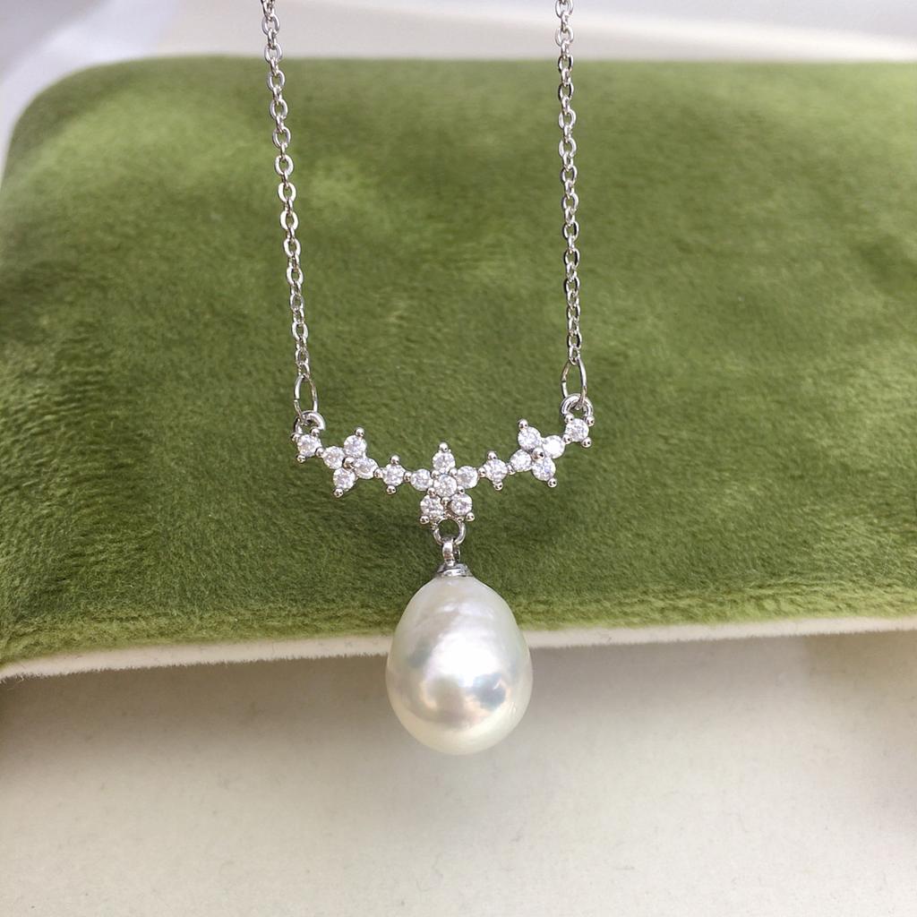 Aurora Colorful Baroque Round Baroque Fairy Necklace Natural Freshwater Pearl Pendant Clavicle Chain