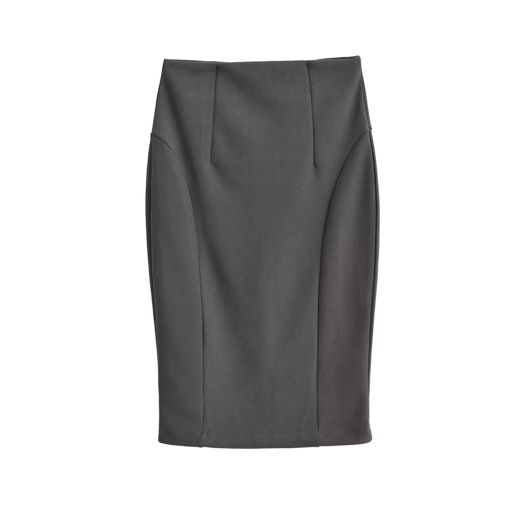 Retro American Slim Fit High-Waisted Midi Pencil Skirt with Back Slit - Women's Autumn Collection