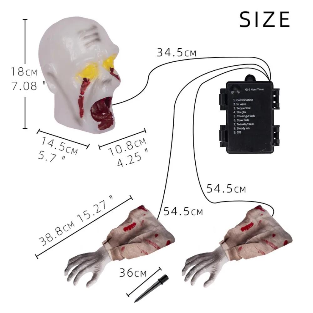 Fantasma Rampicante Elettrico di Halloween Testa Calva Occhi Luminosi Zombie Rampicante Figura Realistica Mobile Stanza degli Enigmi Fantasma Rampicante