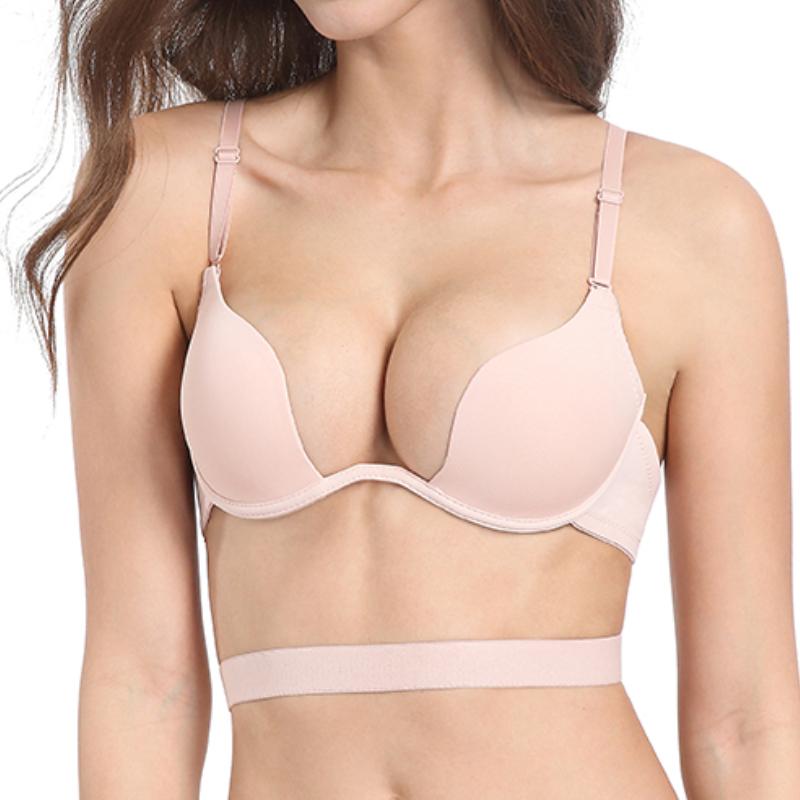 Sexy Deep V Push-Up Unterwäsche für Damen Push-Up Büstenhalter Unsichtbare Bügel-BHs