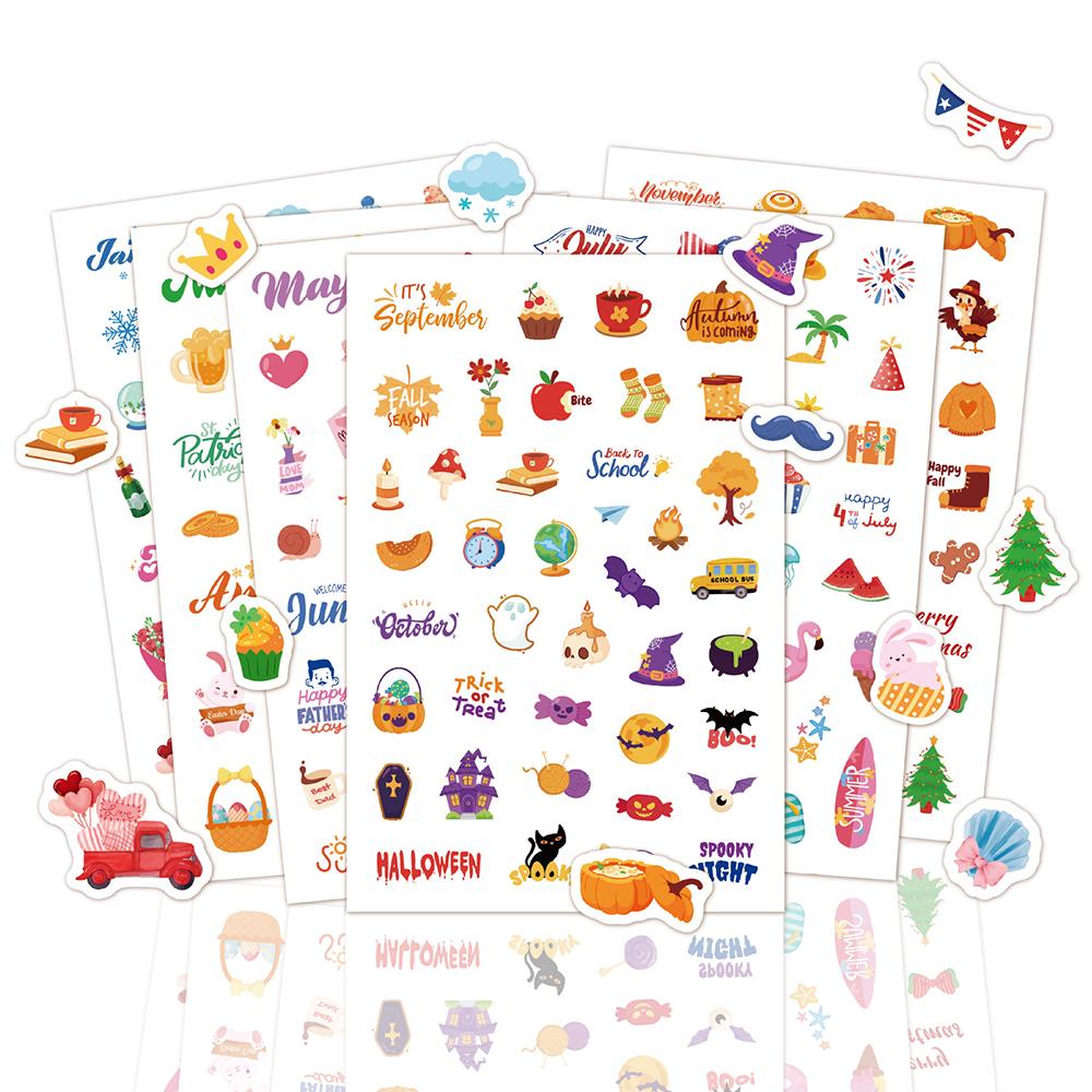 Planning Stickers, Cartoon Cute Plan, Notebook, Scrapbook, Weekly, Monthly, Holiday, Seasonal Plan Stickers