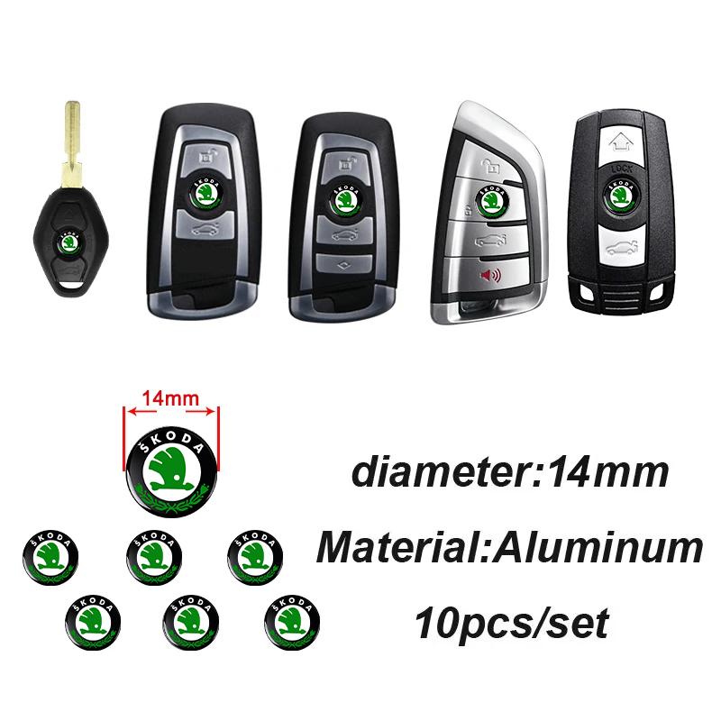 2/5/10Pcs 14MM Remote Car Key Stickers Emblem Accessories for Skoda S Skoda Kodiaq Fabia Kamiq Karoq Octavia 3 A5 A7 Scala R Accessories