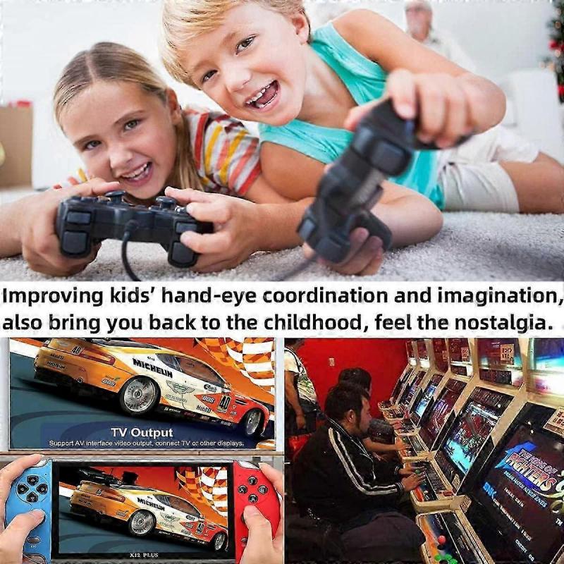 X12 Plus 7 Inch HD Screen Handheld Game Console 10000+ Free Games, Dual Joystick Arcade Retro Video Game Console