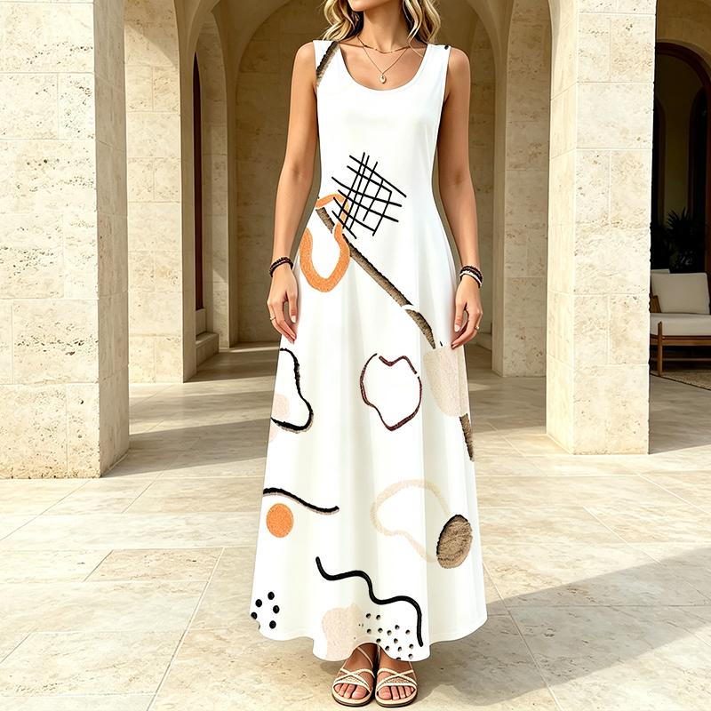 Women's Long Sleeveless Tank Dress,Beach Vacation Summer Outfit,Loose Fit Soft Fabric,Fashionable & Versatile for Daily Casual Wear
