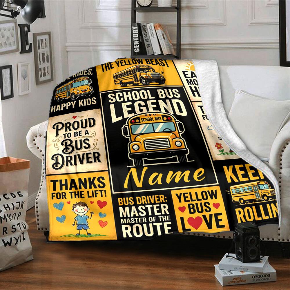 School Bus Legend Home Blanket Customize Your Names Comfortable Soft Lightweight Allseason Multipurpose Blanket For Picnics Sofas Offices Beds Living