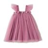 Double-Layer Butterfly Mesh Sweet Girl Strapless Fly-Sleeve Summer Puffy Princess Dress