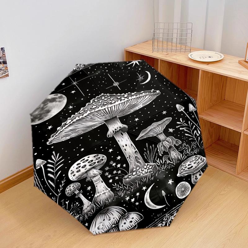 

1 PC Automatic Folding Umbrella - Magic Mushrooms Pattern, Portable & Foldable Design with 8 Ribs, Christmas Birthday Gifts
