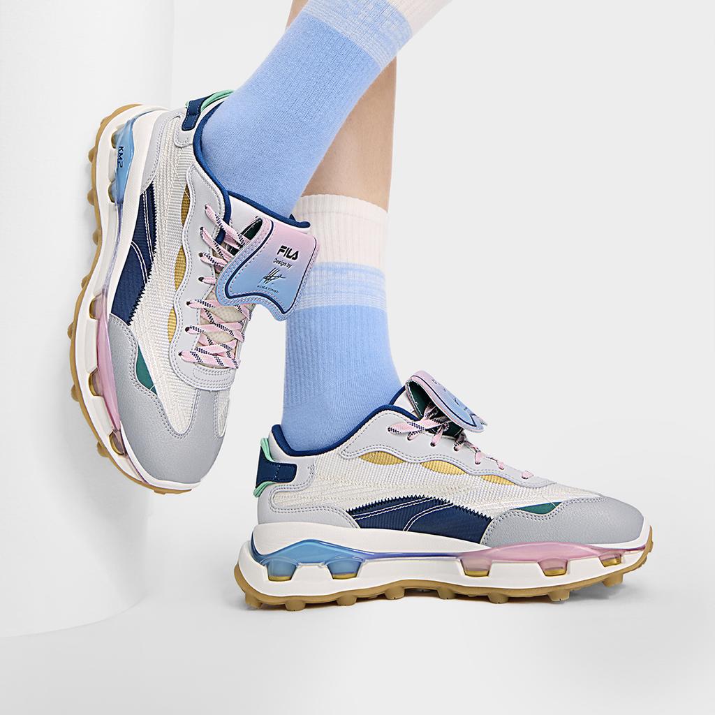 New FILA KM2 PO Casual Shoes Women's Milk White Lunar Rock Gray F12W433109FGL