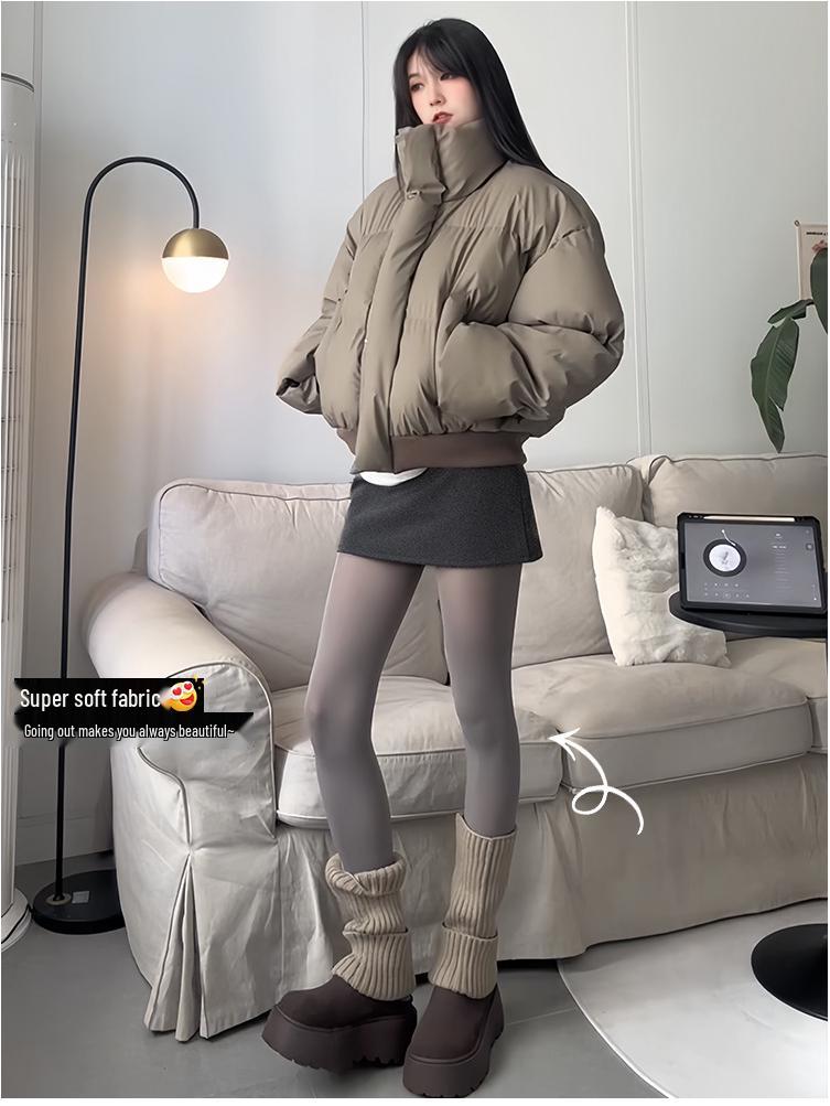 Women's Gray Wool Blend High Waist A-Line Short Skirt - Slimming Petite Plus, Thick Hip Wrap for Spring, Autumn, Winter 2026