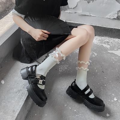 Lace Lolita Medium Tube Socks Actress Silk Splicing Long Tube Lace Cute Student Socks