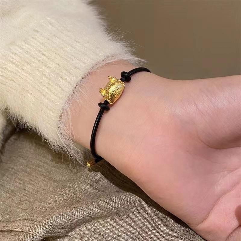 2024 Fashion Summer Womens Black Dragon Bracelet With Red Rope And Lucky Charm