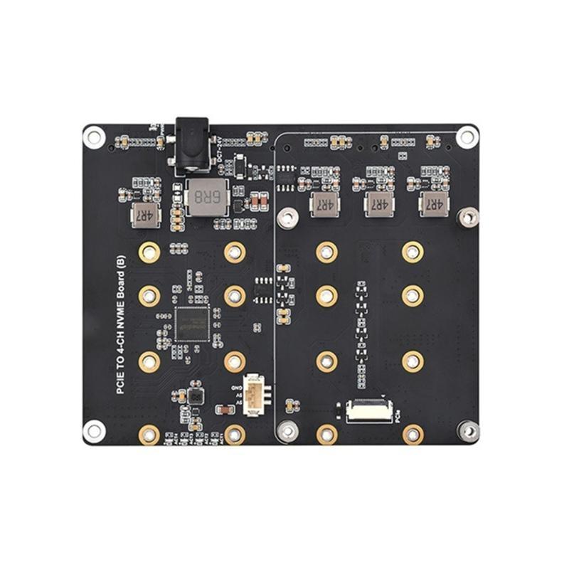 PCIe To 4CH M.2 NVMe 4 Port SSD Board with LED Light M.2 Hard Drives Adapter Card for RPI 5 2280/2260/2242/2230