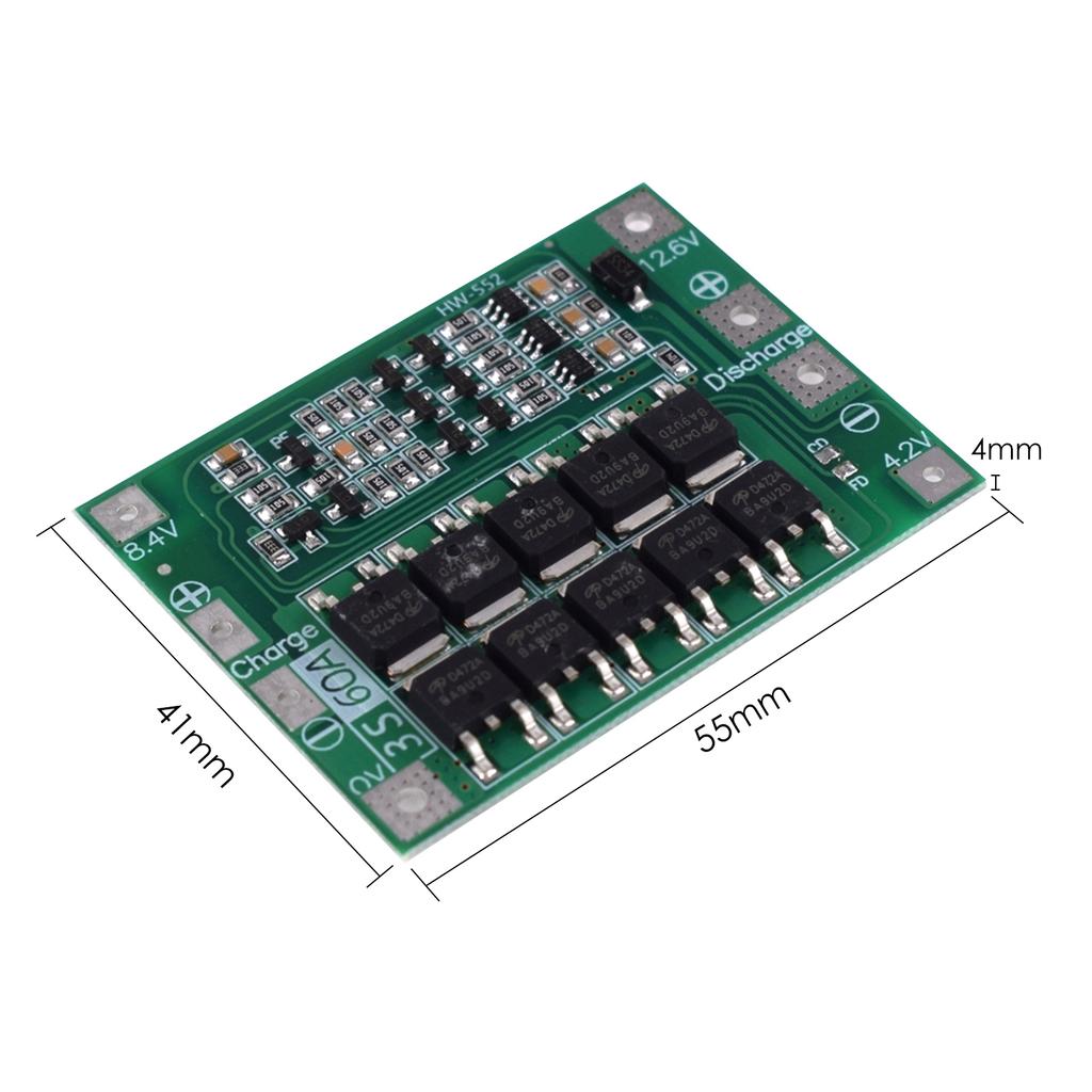 3S 60A Li-ion Cell Protections Board Enhance Version Lithium Batterys BMS Integrated Circuits
