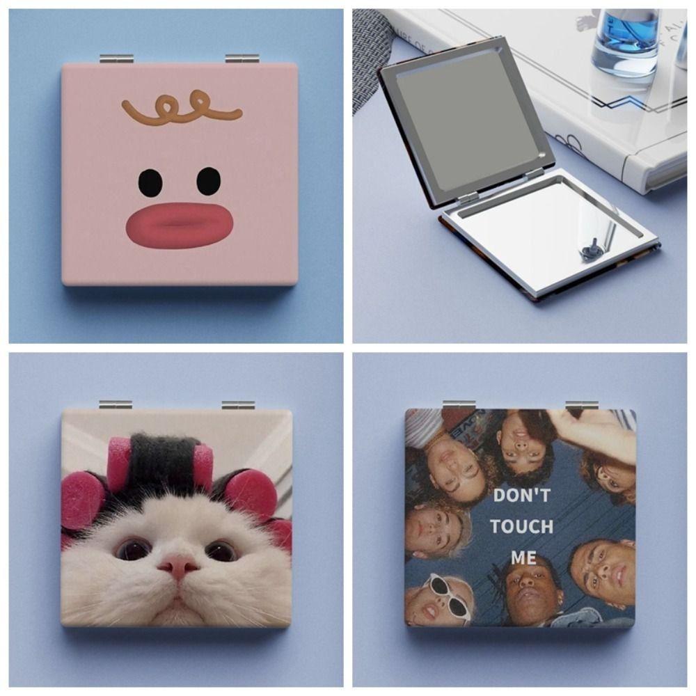 Cat Pattern Foldable Mirror Magnifying Pocket Mirror Portable Makeup Mirror Children Student