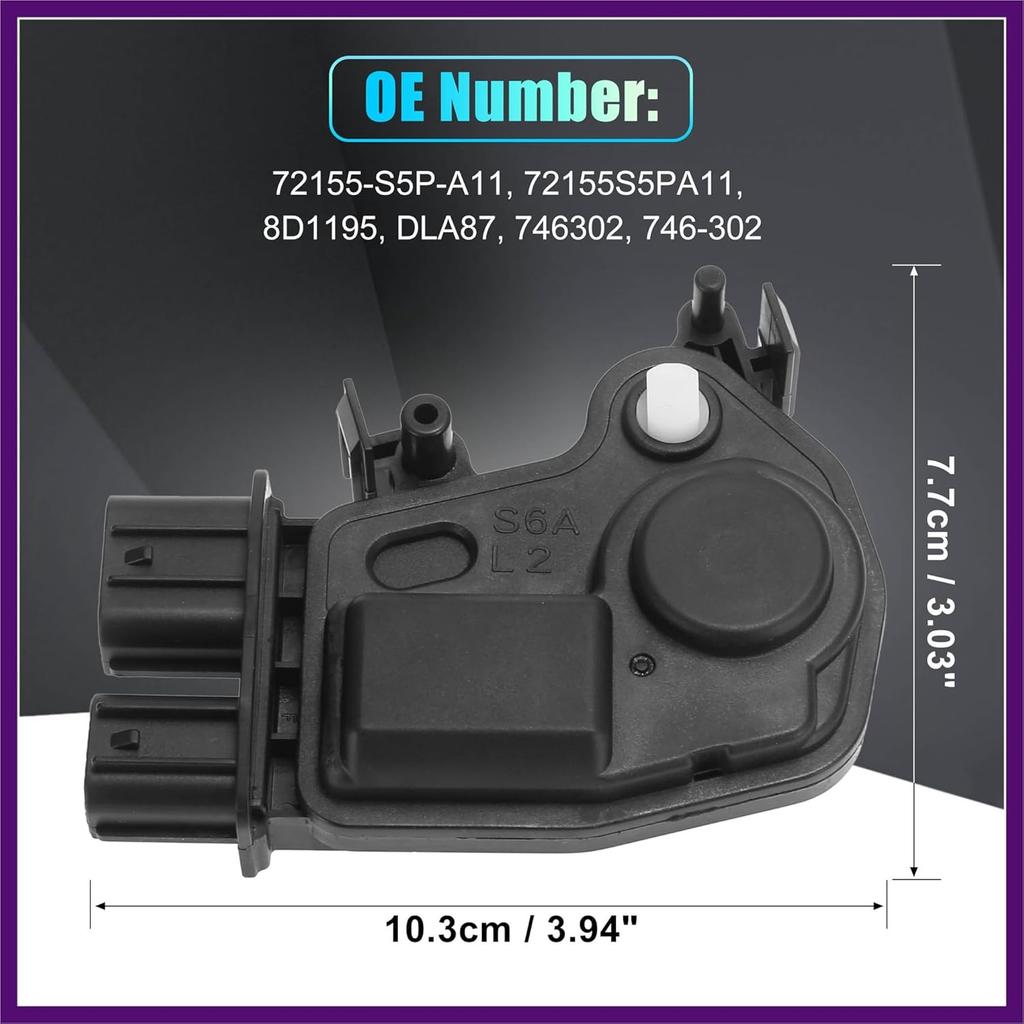 Power Door Lock Actuator Motor Front Left Driver Side for Honda Civic for Acura CR-V Element Accord 2-Door Coupe 72155-S5P-A11 72155S5PA11 Premium