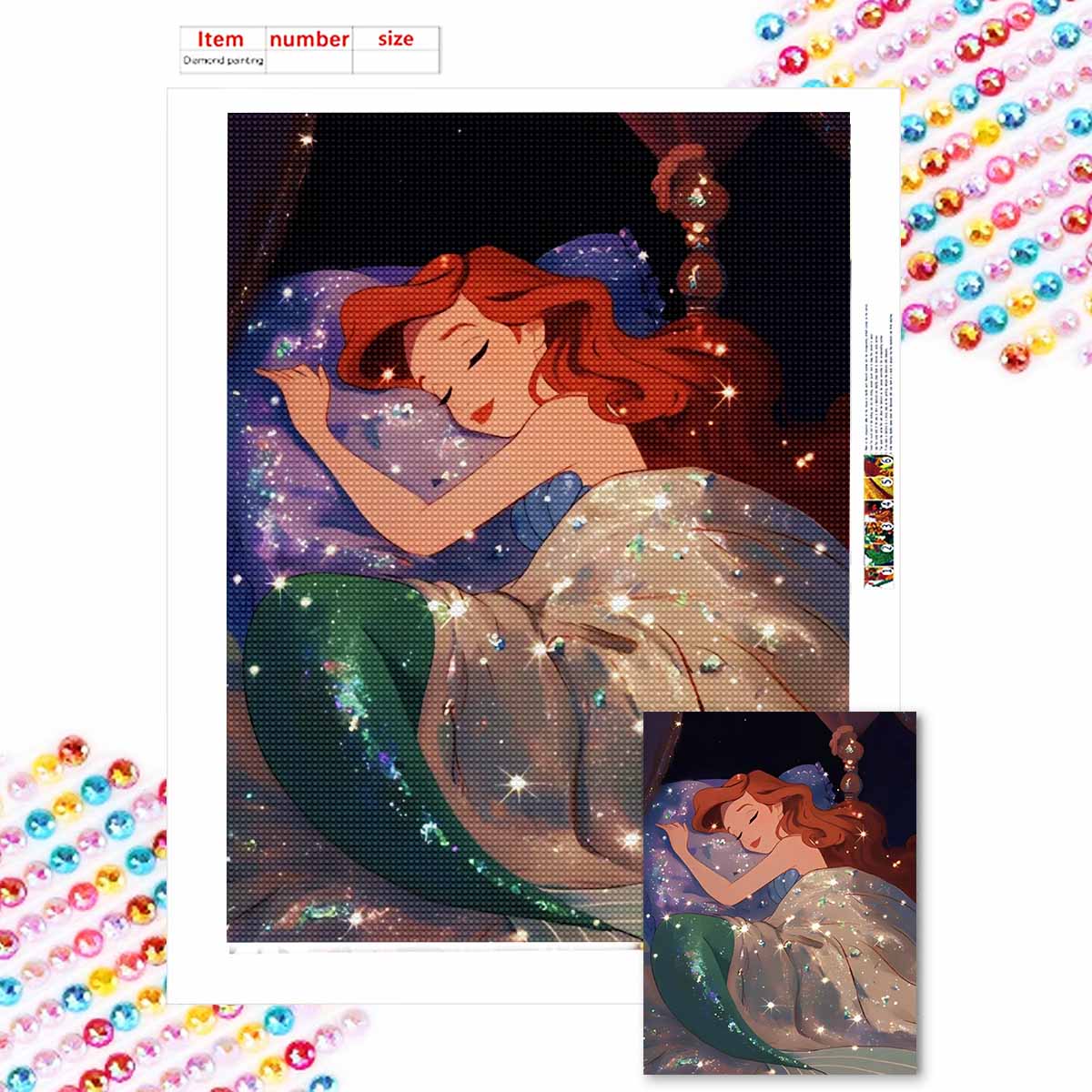 

Полная круглая алмазная живопись Спящая принцесса Искусство Стразы Картина Мозаика DIY 5D Вышивка крестом Домашнее украшение Round 20x30cm