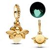 Glow Gold Firefly Charm Green Frog Deer Bead 925 Silver Bracelet DIY Gift 3mm Forest Theme Birthday Present