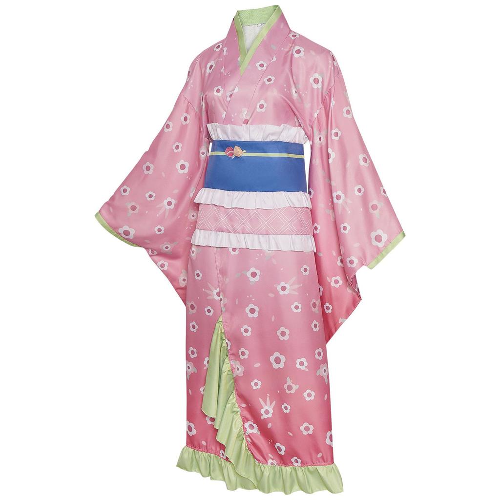 Nezuko Kamado Pink Kimono Cosplay Costume for Halloween