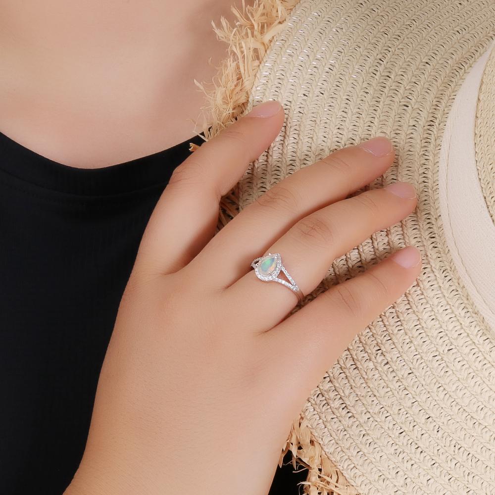 925 Sterling Silver Jewelry Set with  Ethiopia Opal Gemstones Fine Jewelry Earrings Pendant Ring for Women Daily Wear Nice Gift