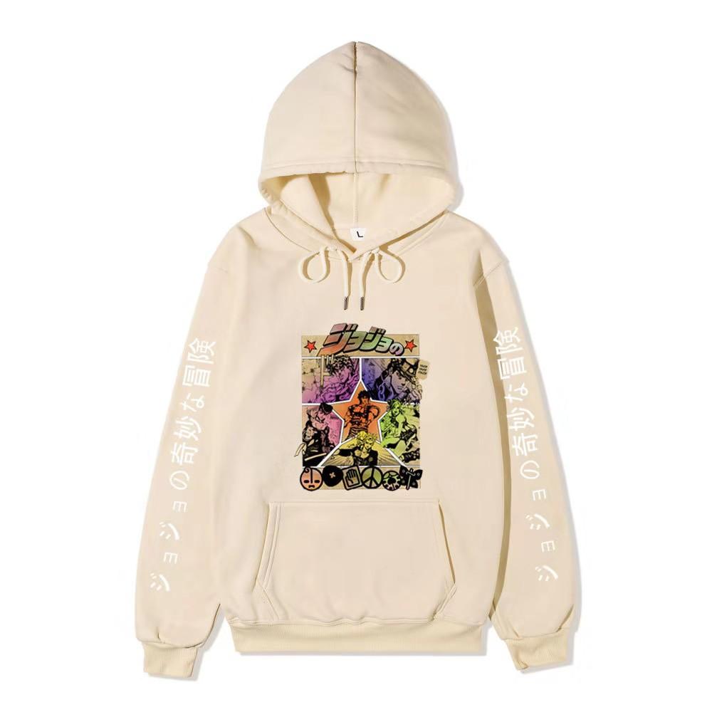 JoJo Bizarre Adventure Hoodie Unisex Fleece Sweatshirt Color Manga Print Autumn Winter Pullover