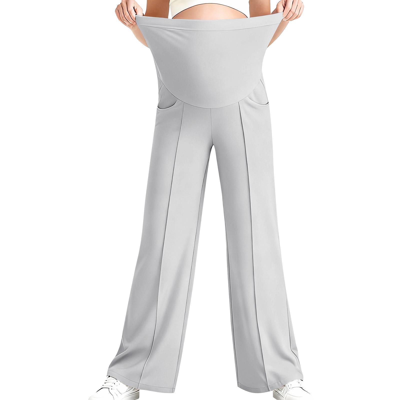 

Maternity Yoga Pants, With A Belly Pocket, Stretchy Wide-leg Work/casual Pants, Maternity Loungewear Pants L
