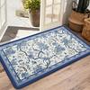 Blue and White Oriental Floral Bird Doormat, Non Slip Floor Mat for Kitchen Hallway and Bedroom, Machine Washable Home Decor