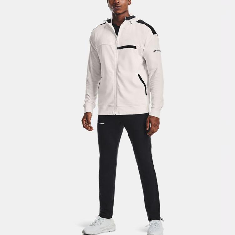 Under Armour Rival Terry Amp Casual Sports Zip Hoodie Men Outerwear Ivory-White 1361595-112