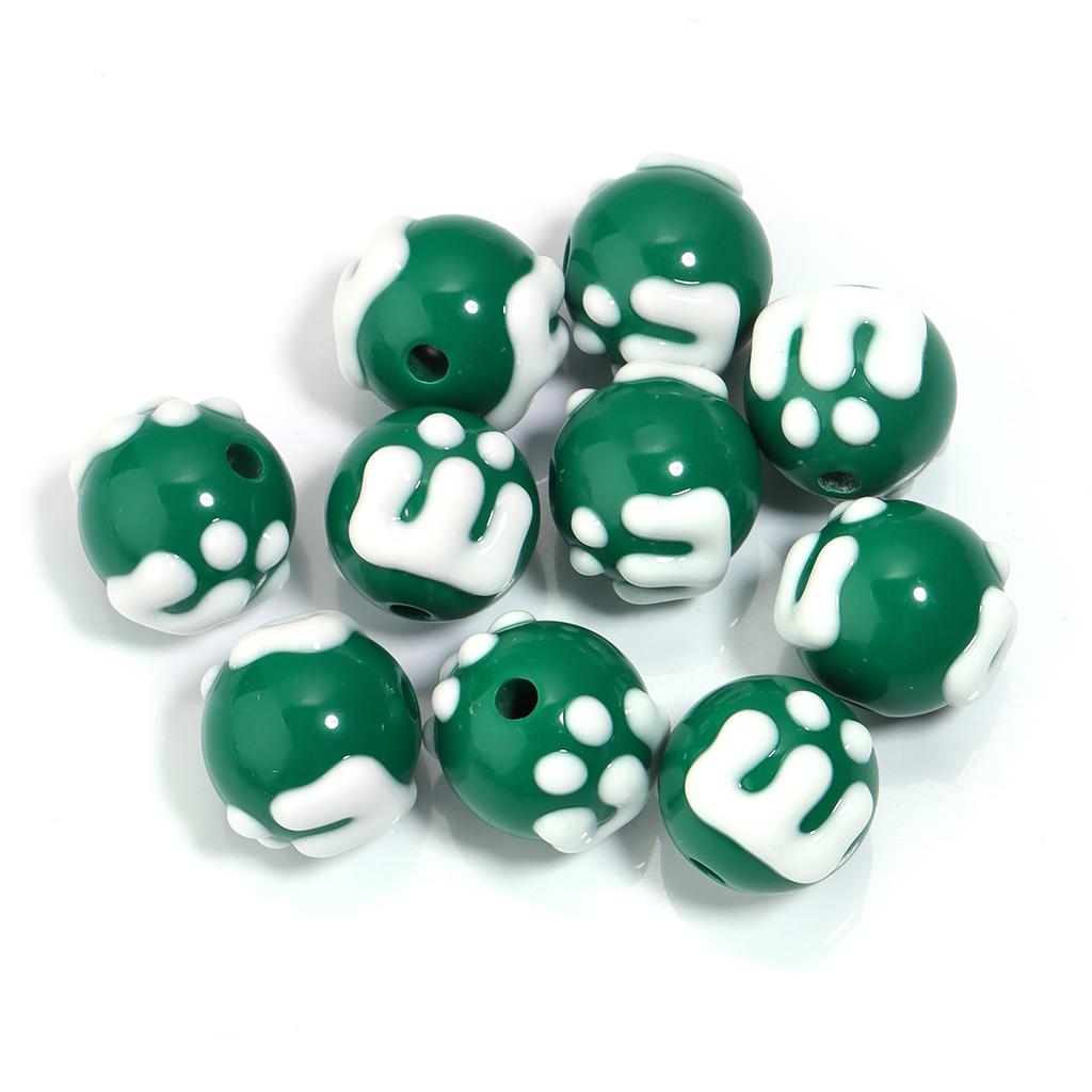 10Pcs Acrylic M Bean Round Beads Candy Color Hand Painted Loose Bead for DIY Jewelry Beaded Phone Bag Charm Accessories