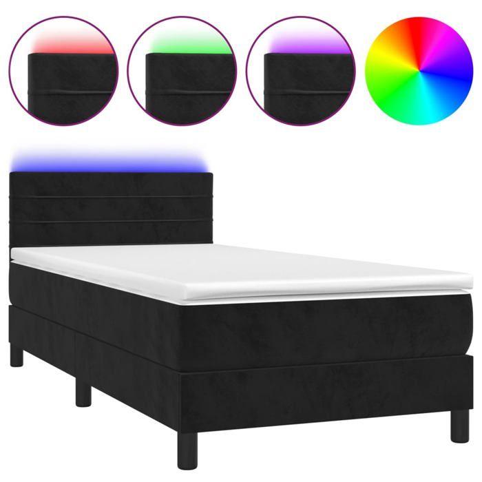 Maison Exclusive - Sommier à lattes de lit avec matelas et LED Noir 80x200 cm