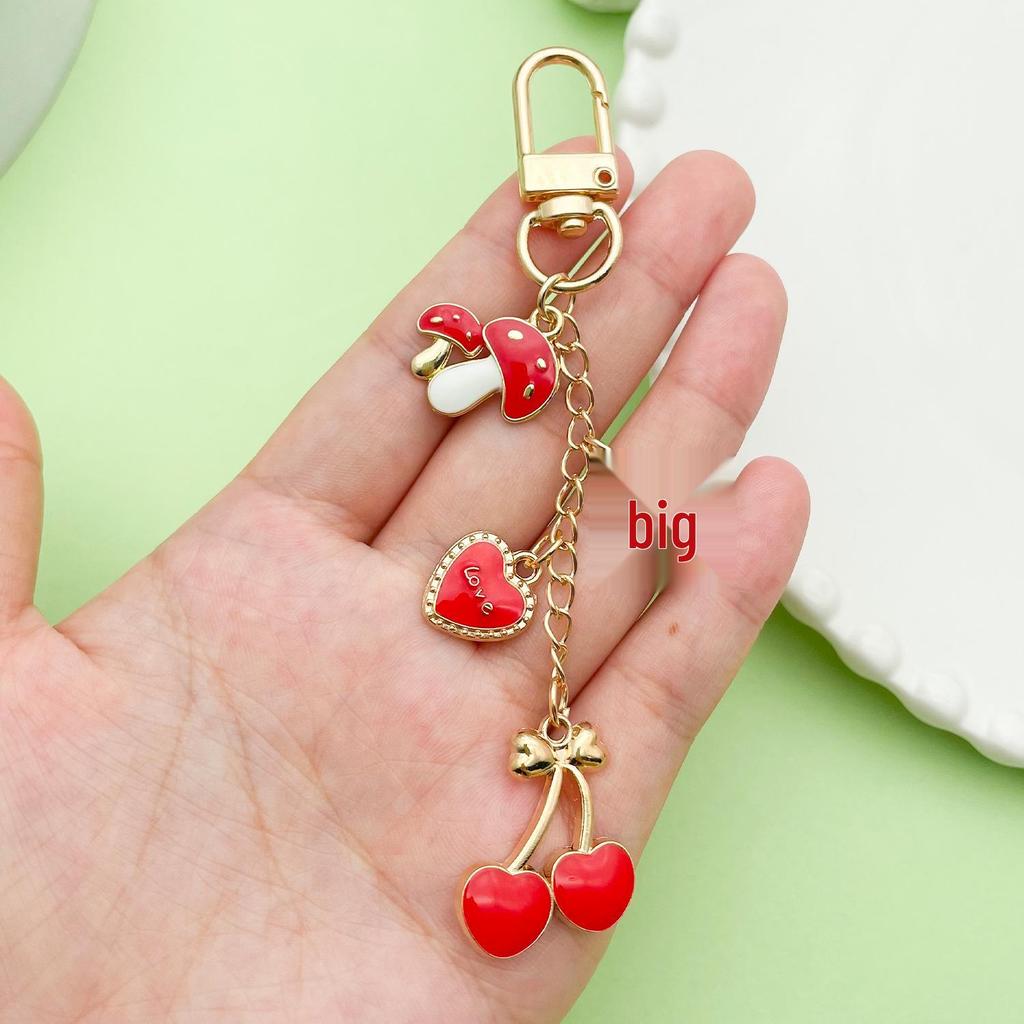 Smiley Cherry & Clover Keychain Pendant for Backpack & Earphone Case