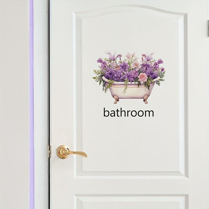 Charming Self-Adhesive Bathtub Flower Wall Decal - Easy Apply Bathroom Door & Home Decor Sticker