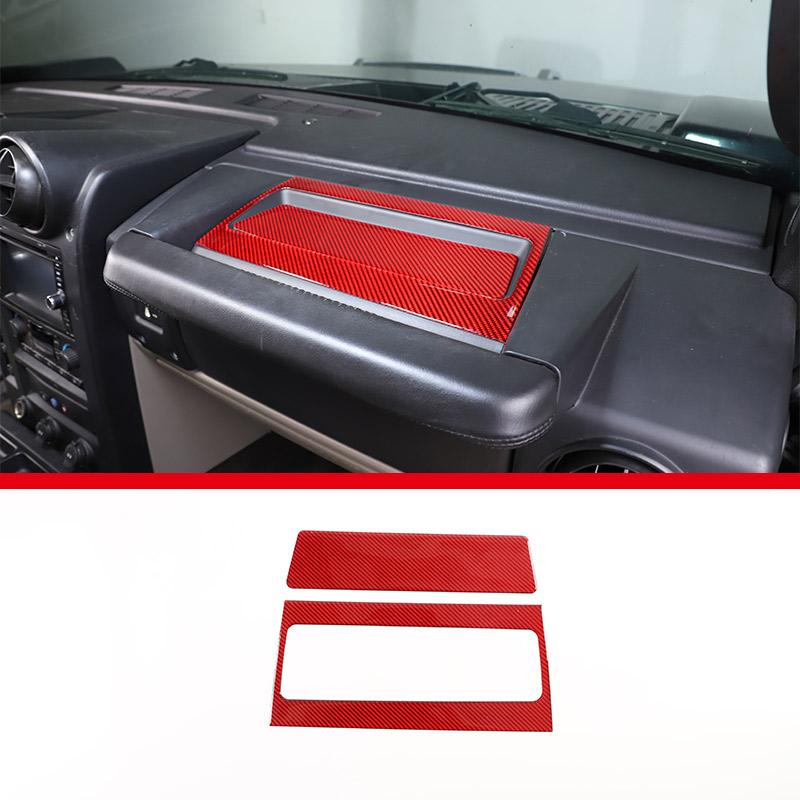Red Soft Carbon Fiber Door Handle Steering Wheel Gear Shift Trim Cover Stickers Fit For Hummer H2 2003-2007 Interior Accessories