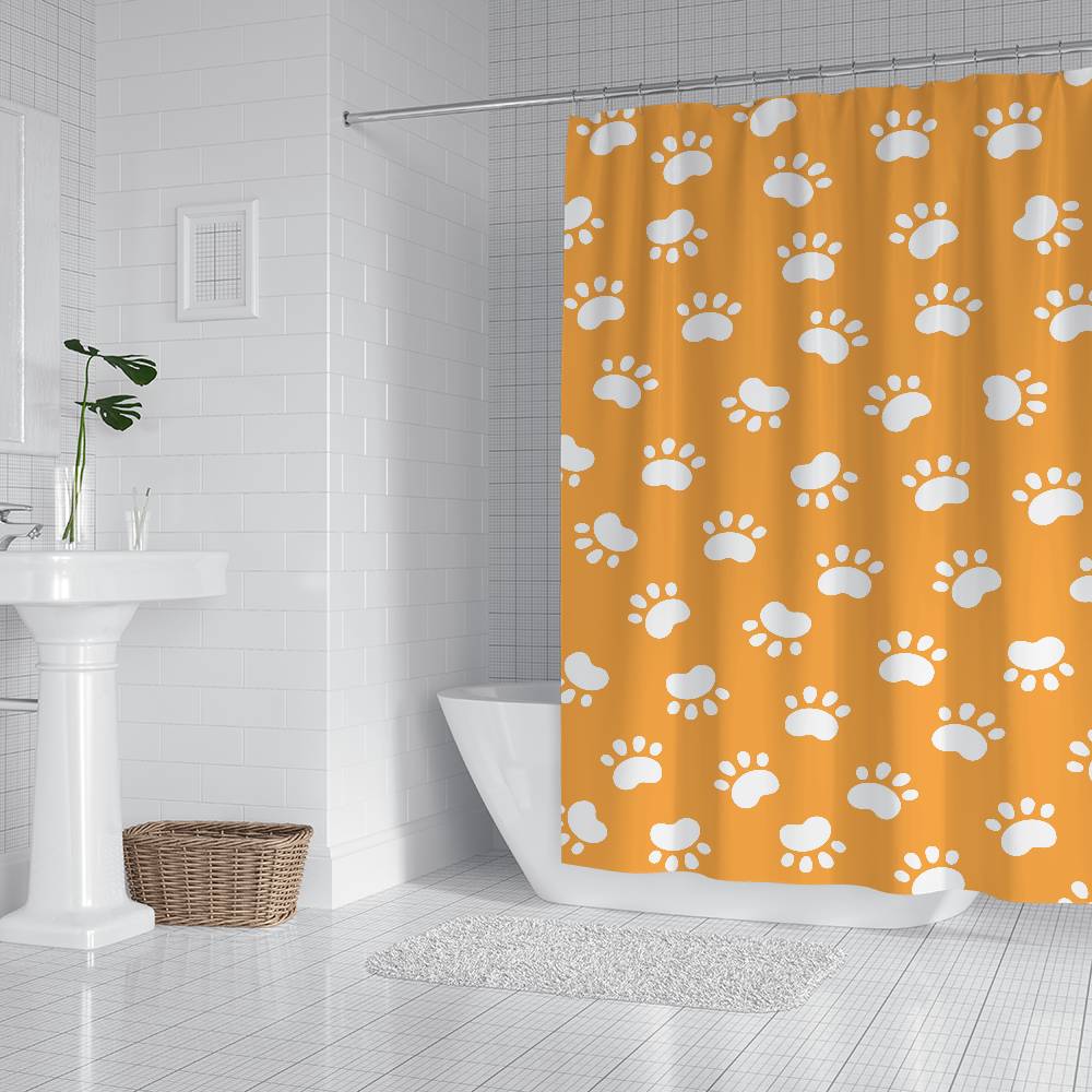 

Animal Paw Print Bathroom Shower Curtain Bathroom Partition Curtain Light Opaque Waterproof Material Bathroom W60H190(CM)-1 Pcs