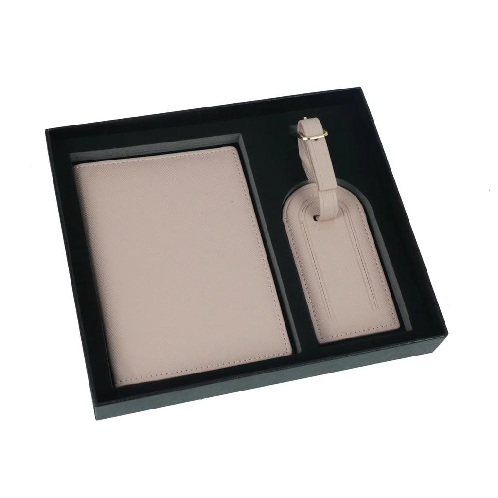 Free Monogrammed Initial Letters Gift Box Set Saffiano Leather Passport Holder Luggage Tag Passport Cover Travel Accessories